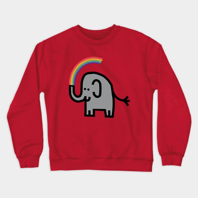 Cute Animals Elephant Spits Rainbow Crewneck Sweatshirt by ellenhenryart